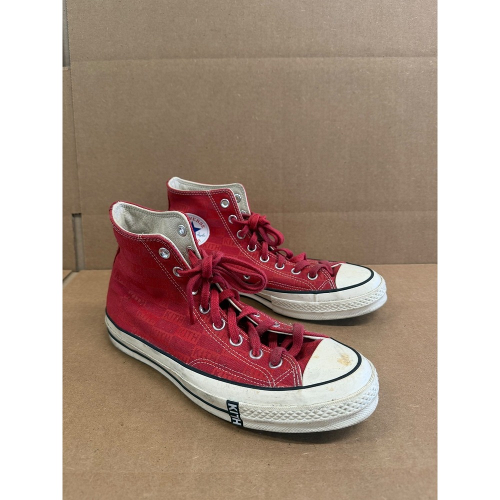 Kith x Converse Chuck 70 High Salsa Sneakers Red Egret 165627C Mens Size 8.5 US